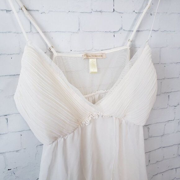 Flora Nikrooz Chiffon Nightie Lingerie Ivory Off White Size M Micro Pleats - Picture 4 of 7
